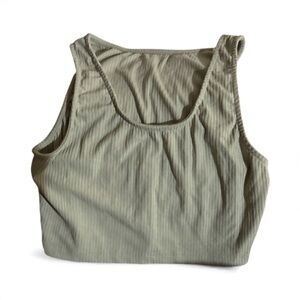 Ribbed Crop Tank Top in pistachio olive Green